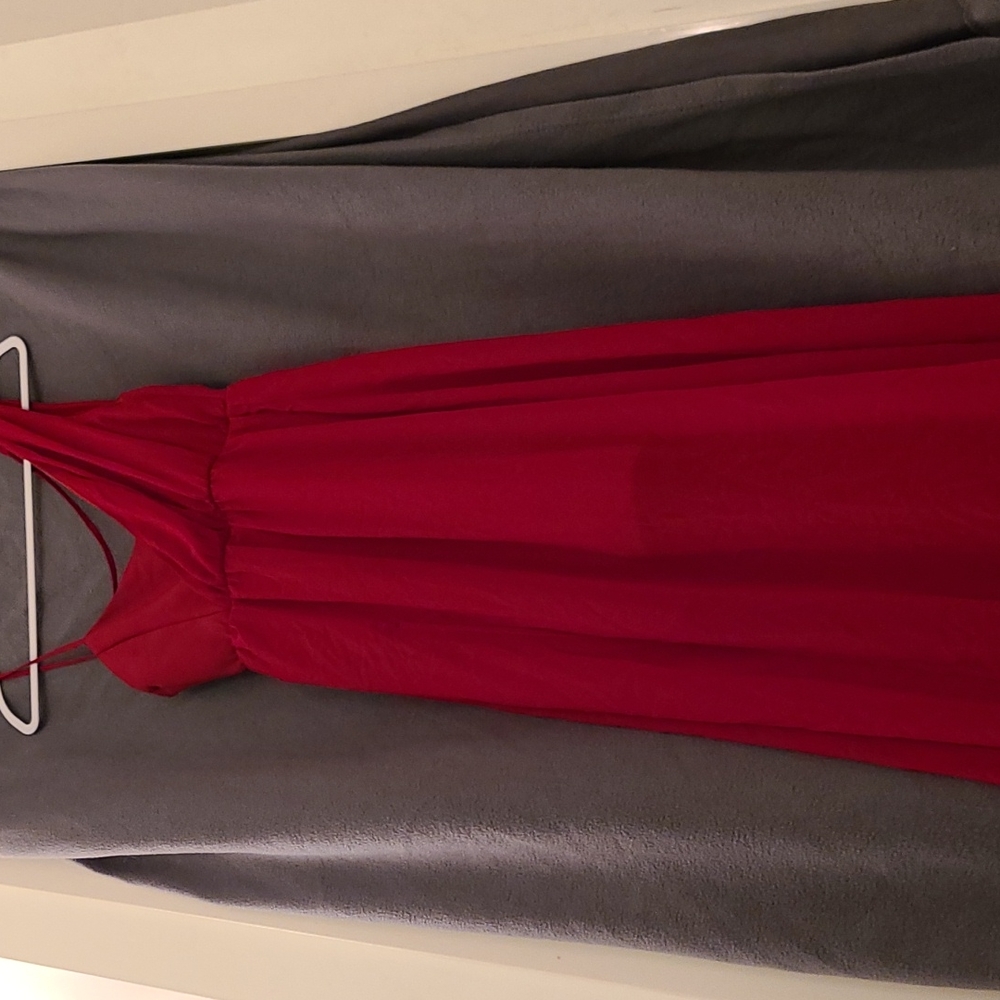 Stradivarius Red Maxi Dress with slit